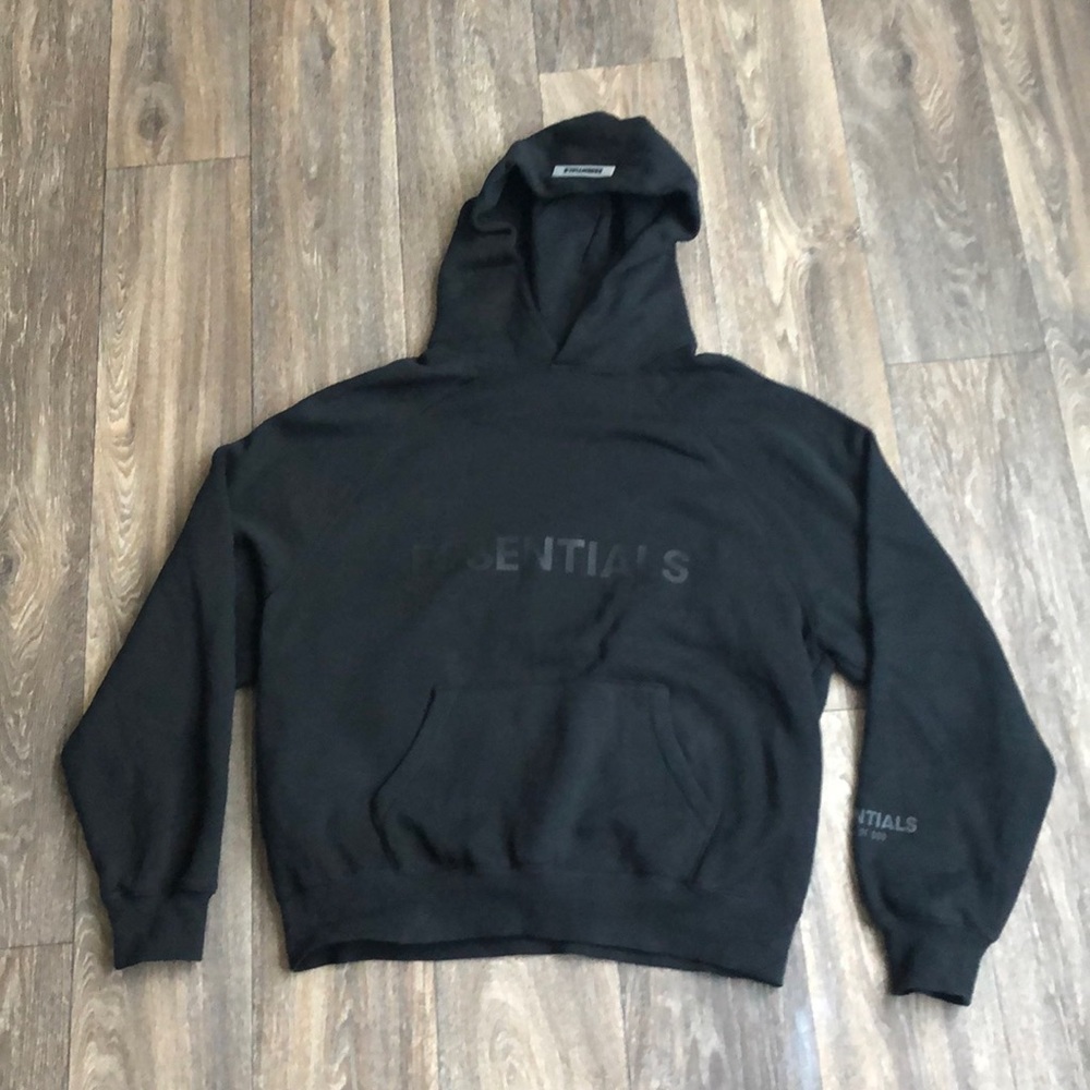 Essentials Black fleece Hoodie Fear Of God